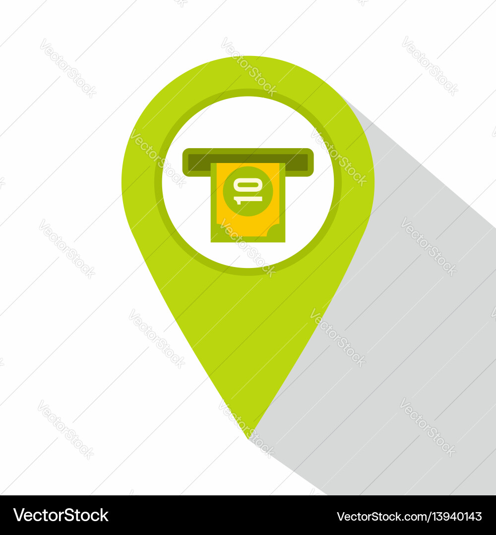 Green map pin pointer with atm sign icon Green map pin pointer with atm sign icon vector image