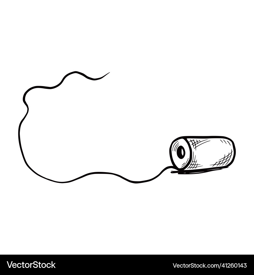 Hand drawn twine roll with thread Vector Image