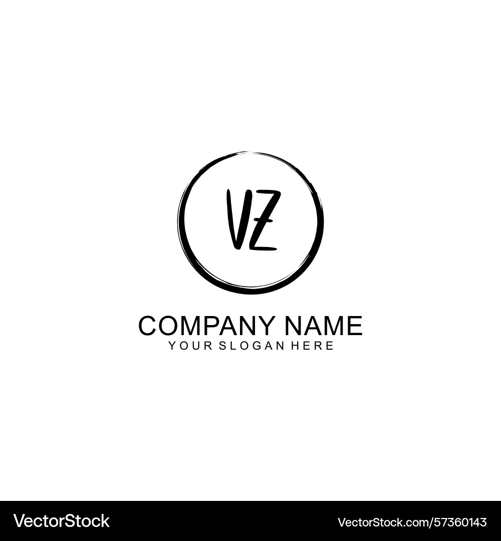 Handwritten vz initial logo with circle Vector Image
