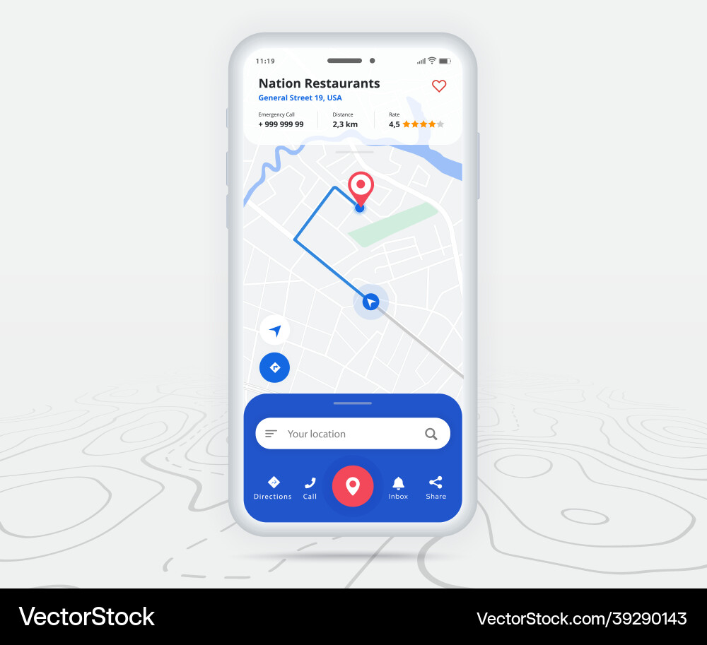 Karte gps Navigation App ux ui concept mobile Karte gps Navigation App ux ui concept mobile vektorbild