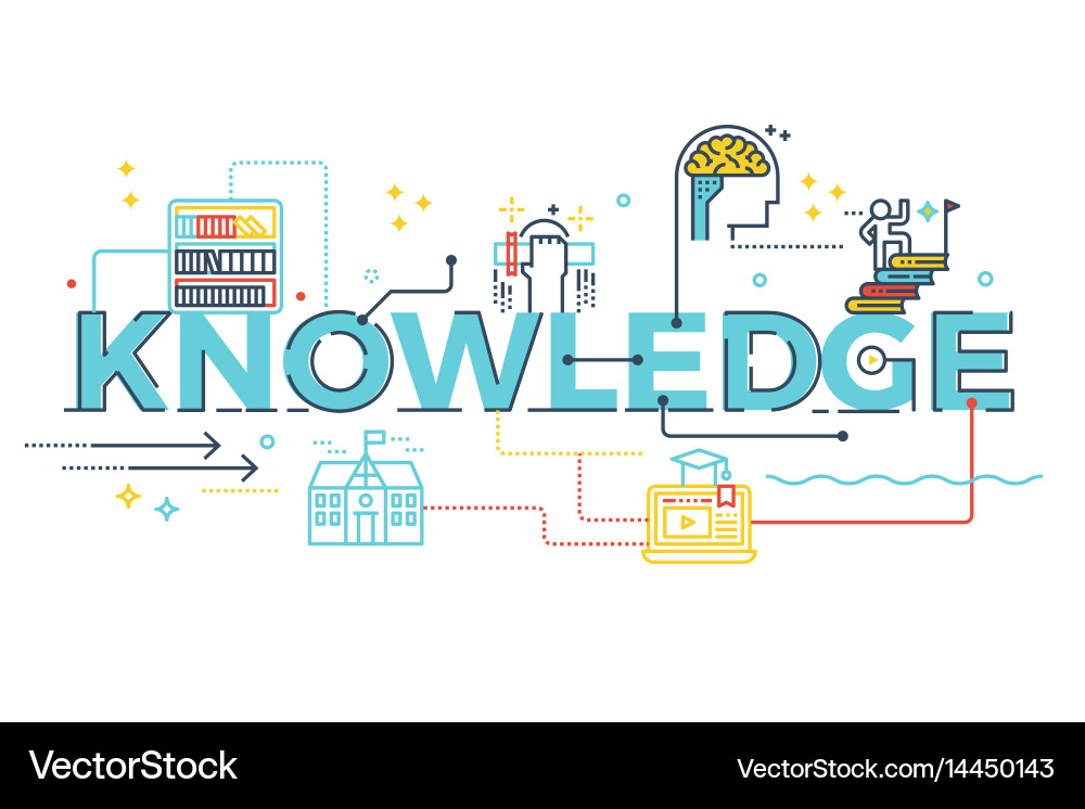 Knowledge Typography with Icons Vector Image