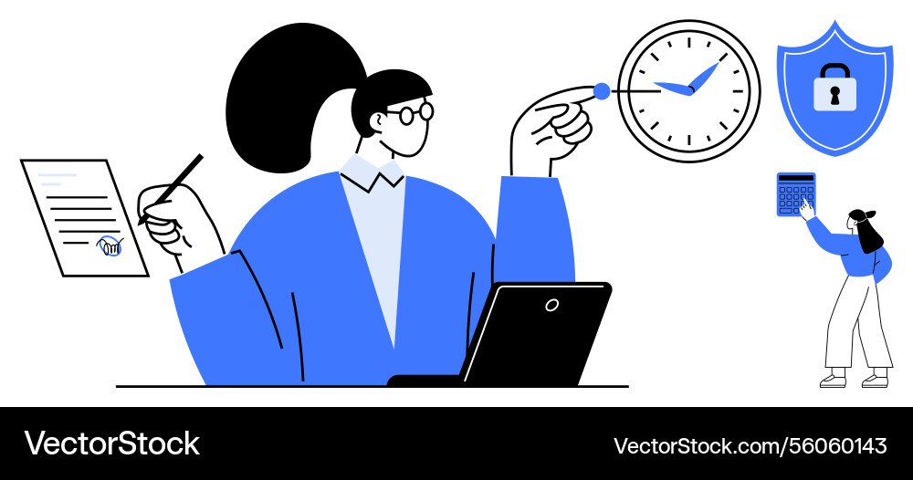 Professional multitasking with focus on security Professional multitasking with focus on security Vector Image