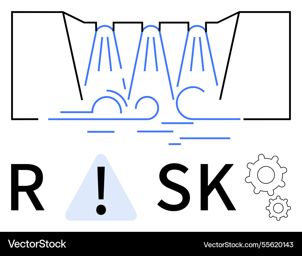 Risk management concept with dam overflow Vector Image