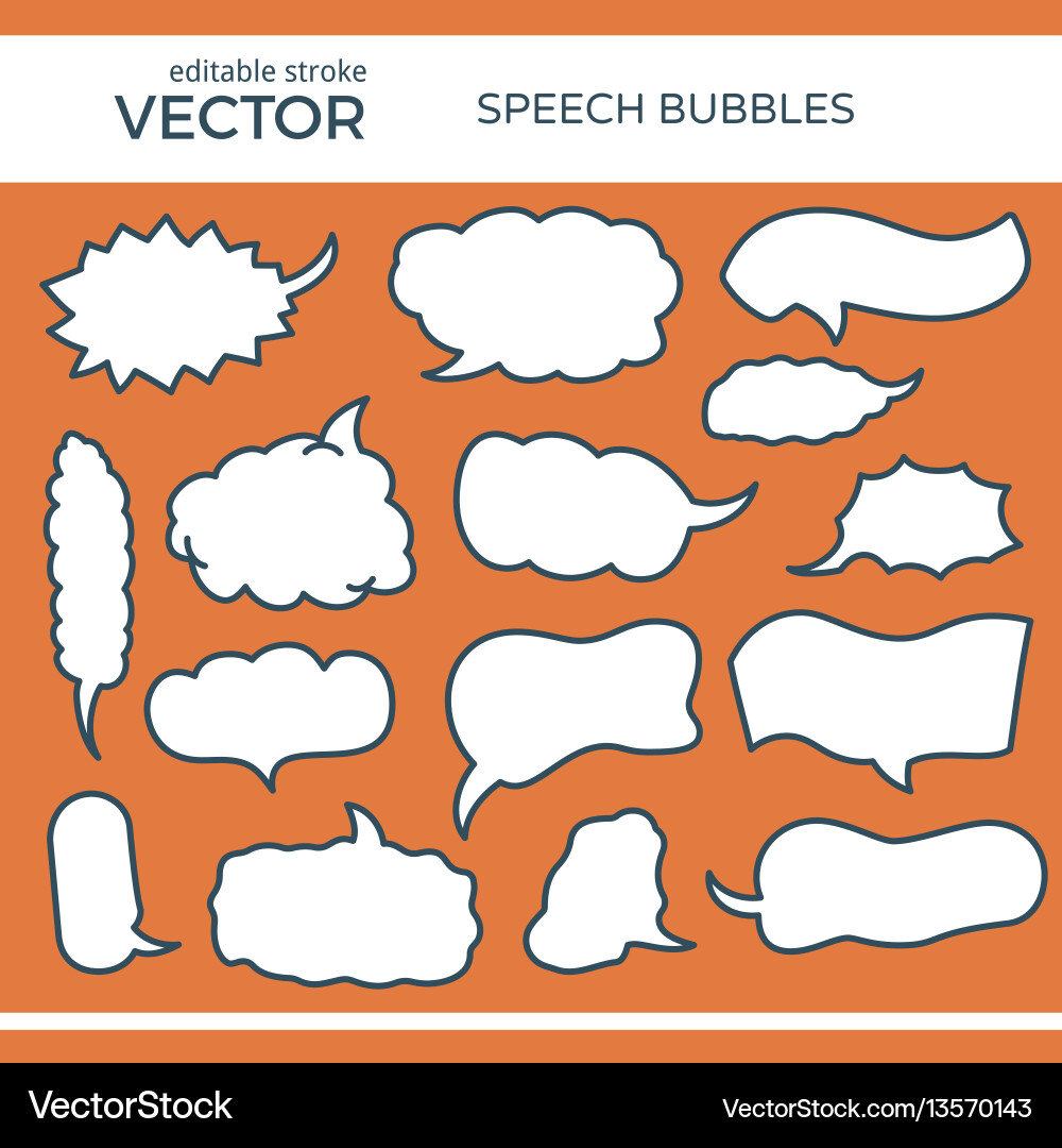 Sketched speech bubbles with editable stroke Sketched speech bubbles with editable stroke vector image