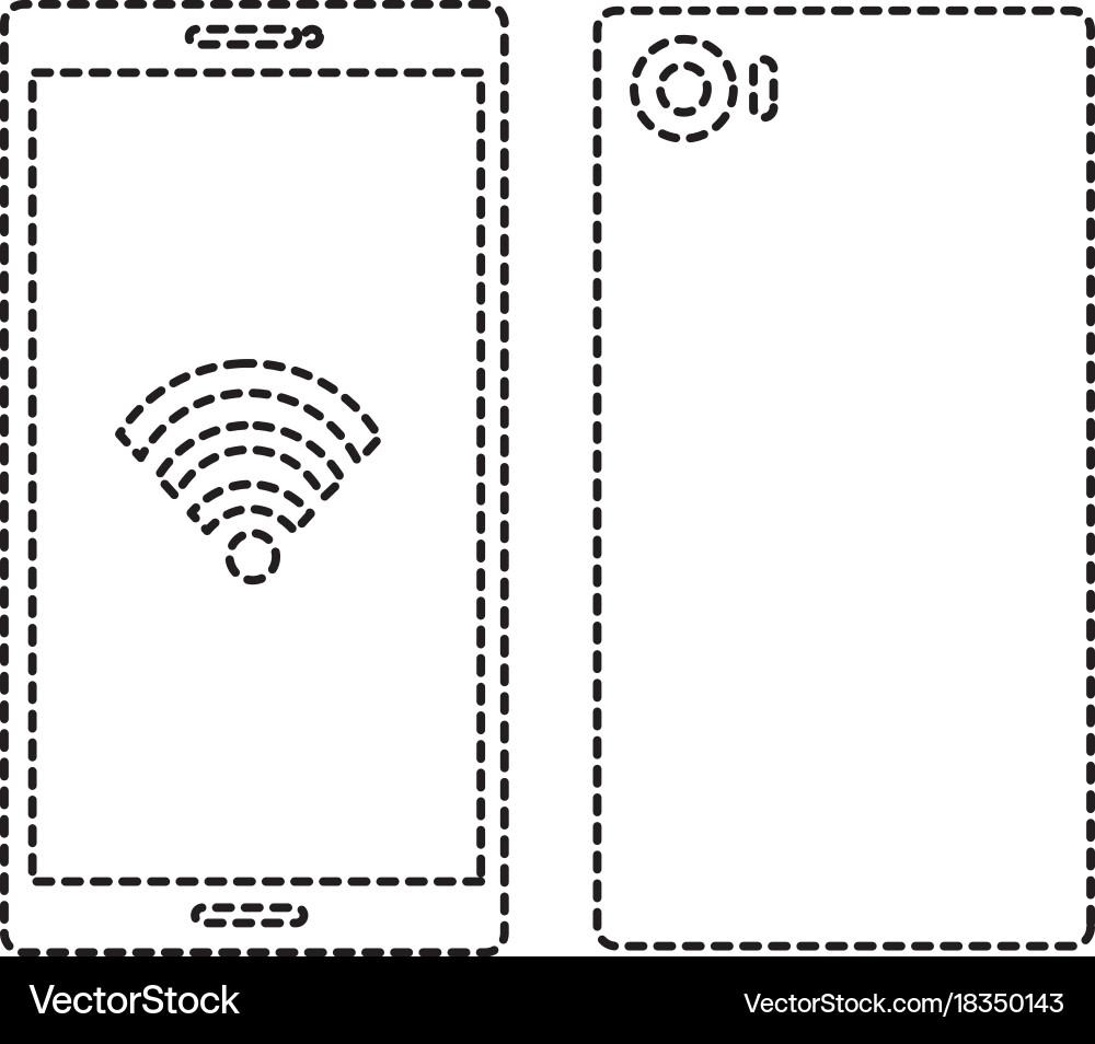 Smartphone front and back with wifi signal Vector Image