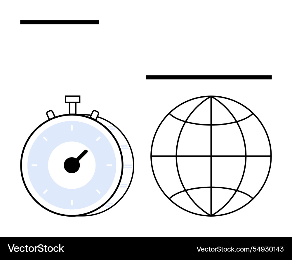 Stopwatch and grid globe representing time Stopwatch and grid globe representing time Vector Image