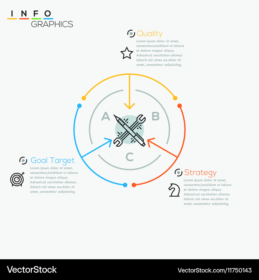 Thin line minimal arrow business cycle template vector image
