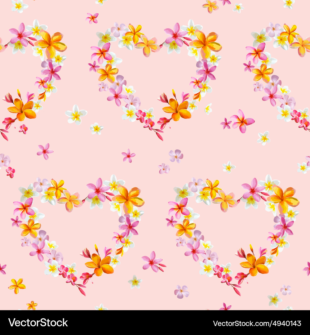 Tropical hearts flowers backgrounds Vector Image