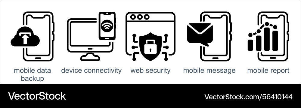A set of 5 business icons as mobile data backup Vector Image