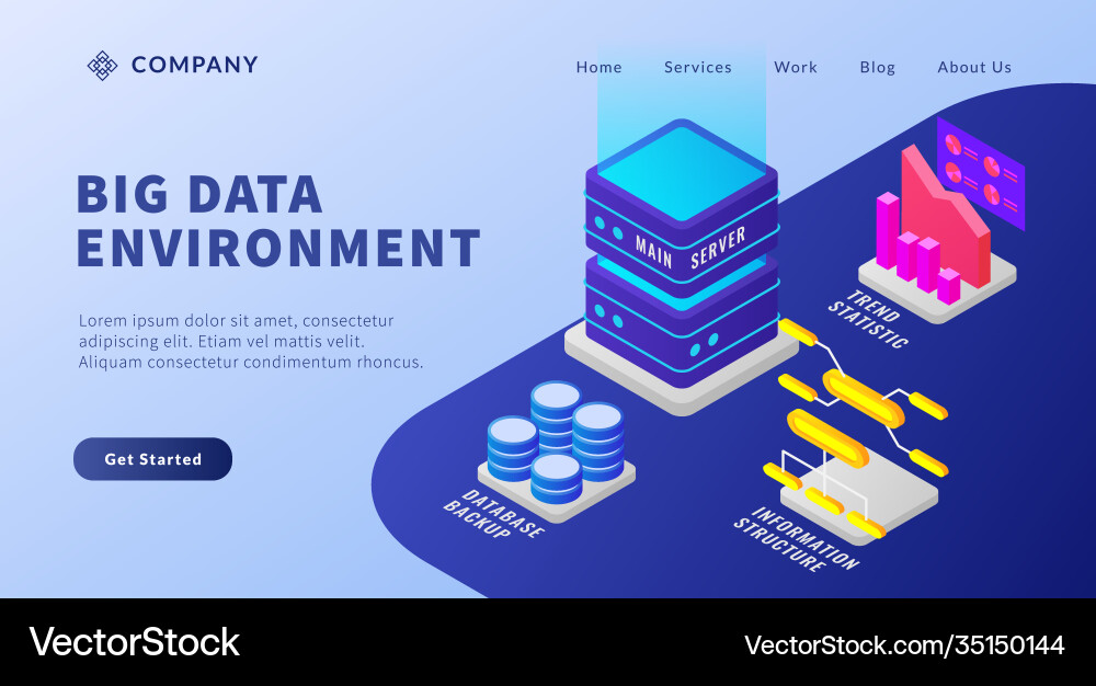 Big data environment with database Big data environment with database vector image