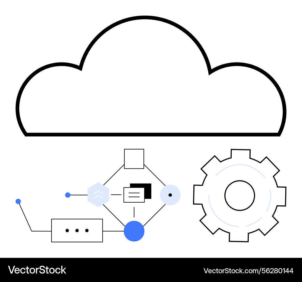 Cloud infrastructure with workflow diagram Cloud infrastructure with workflow diagram vector image