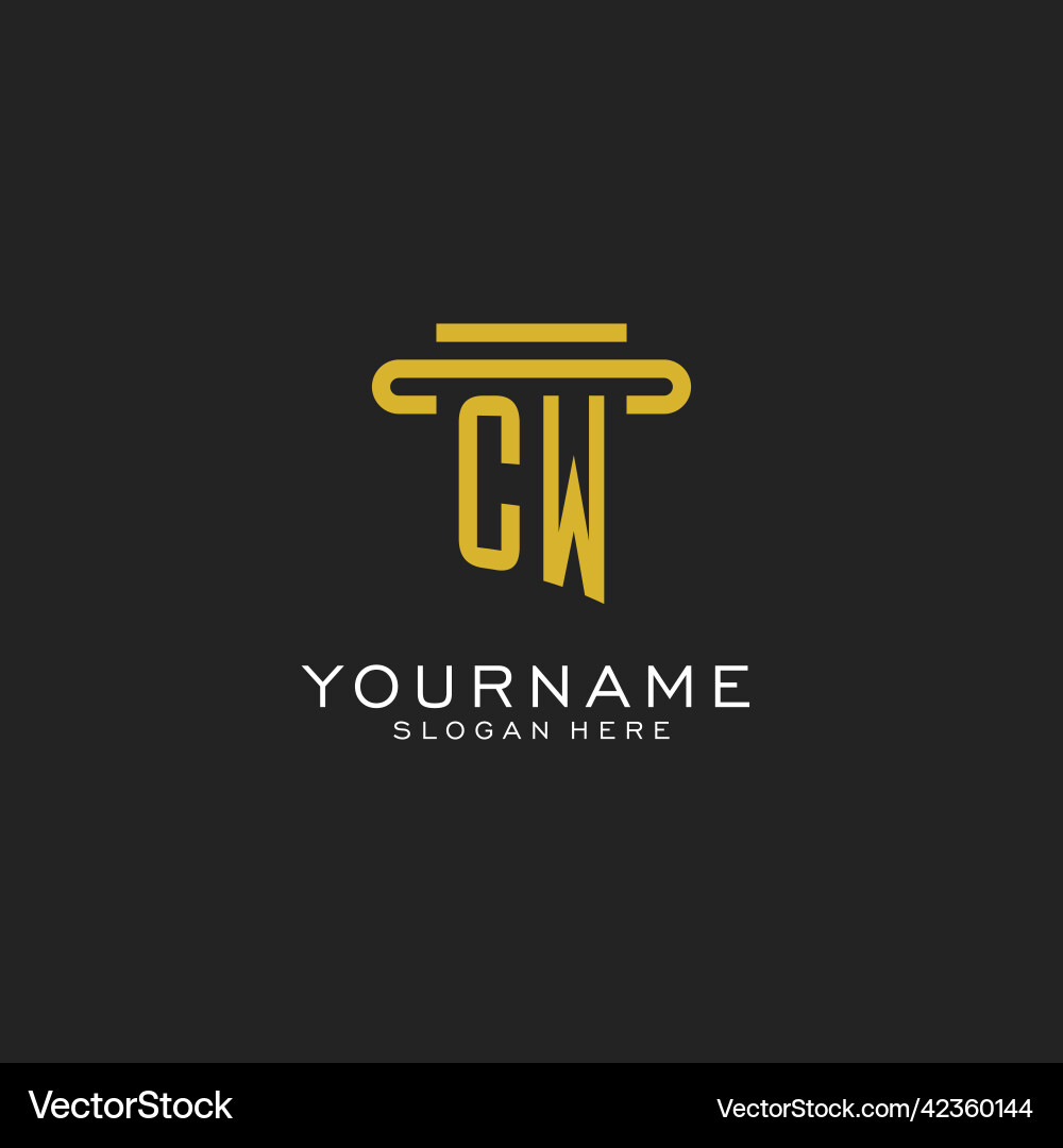 Cw initial logo with simple pillar style design Vector Image