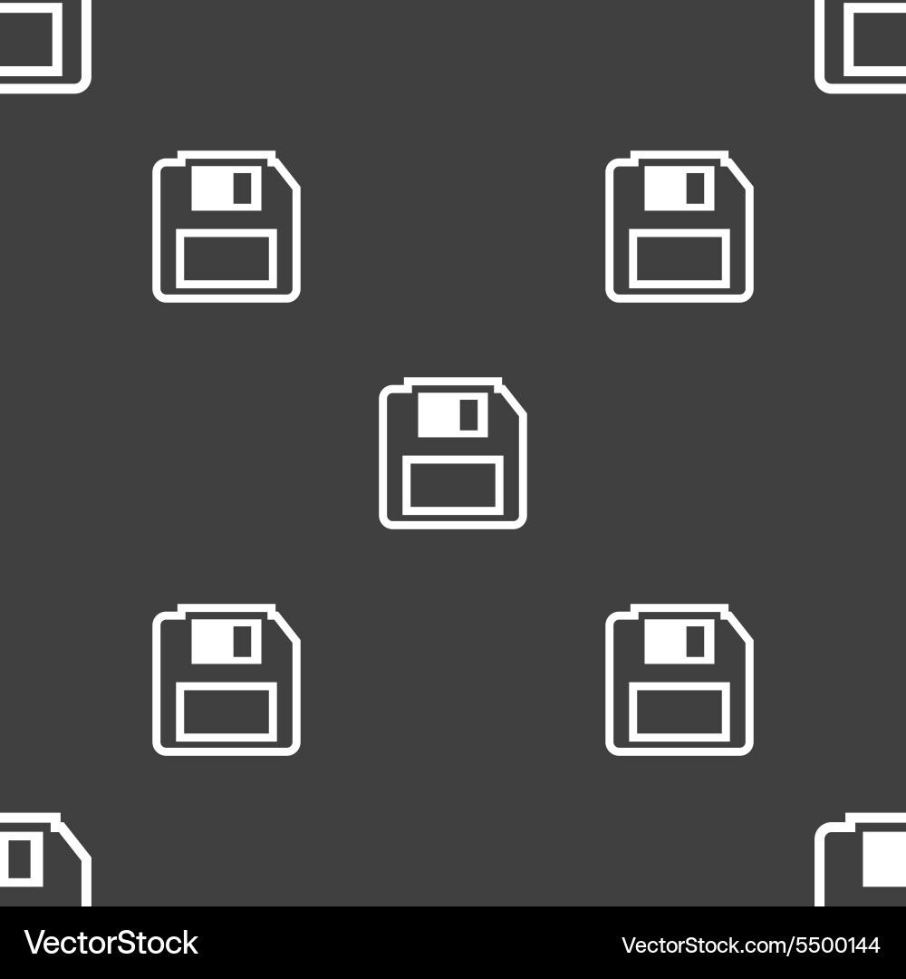 Floppy disk icon sign seamless pattern on a gray Vector Image