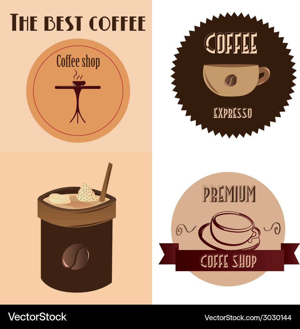 Four different labels or backgrounds with text Vector Image