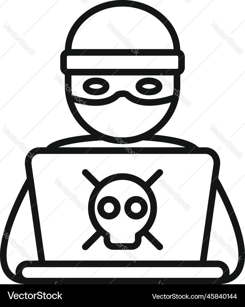 Hacker working icon outline online report Vector Image
