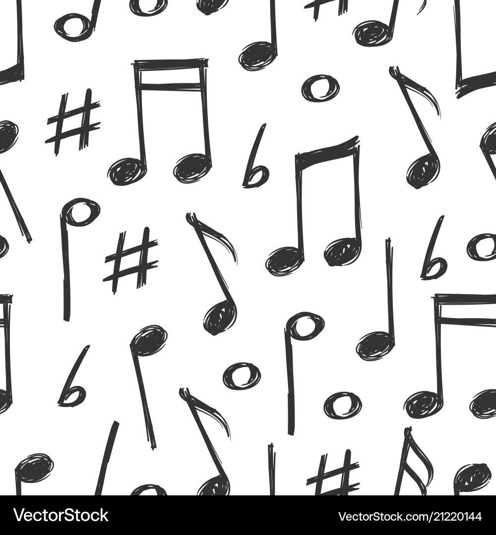 Hand drawn music notes seamless pattern design Hand drawn music notes seamless pattern design vector image