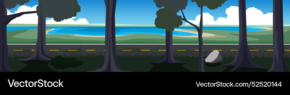 Horizontal view of empty asphalt road Vector Image