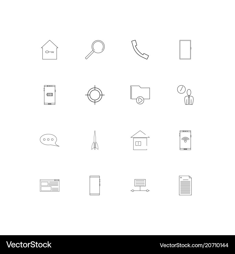 Internet of things simple linear icons set vector image