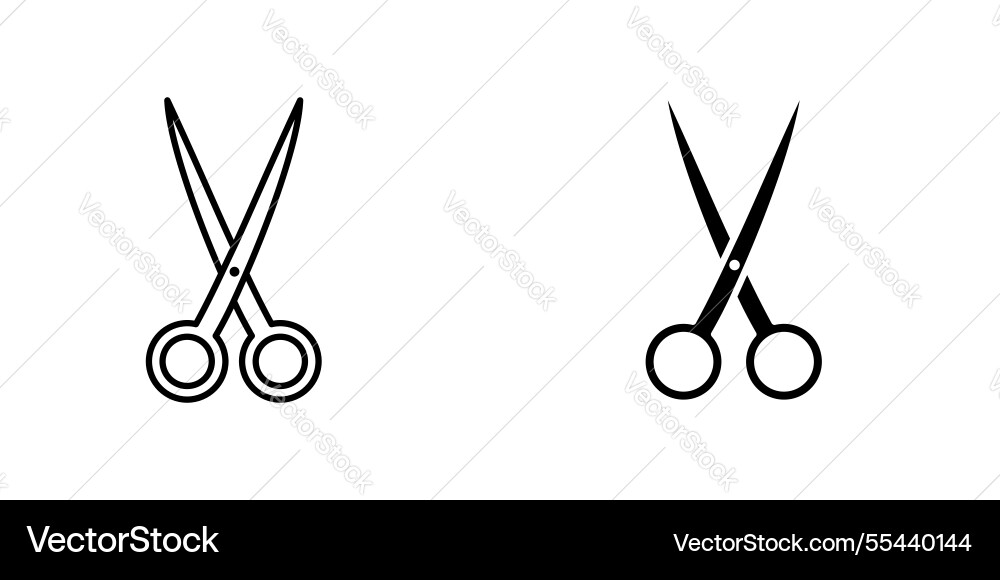 Scissors icons stroke line and black solid Vector Image