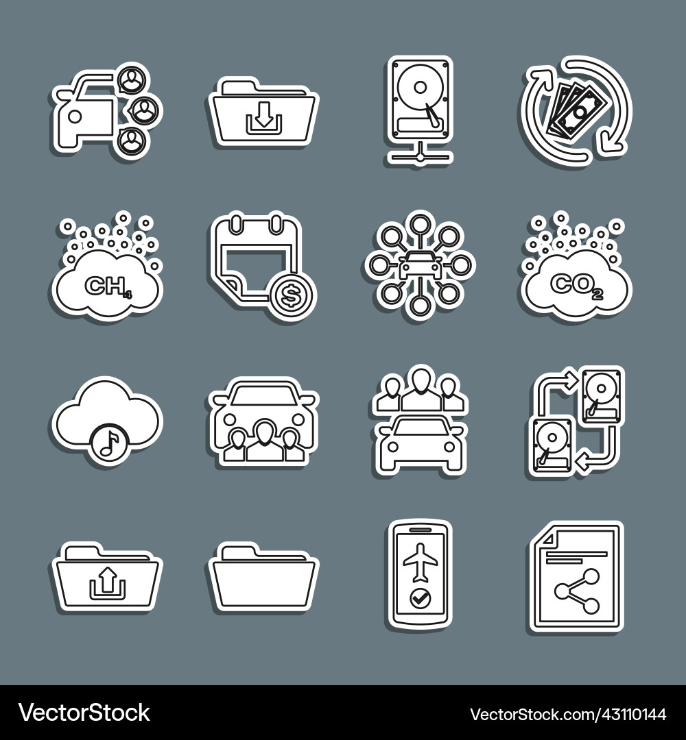 Set line share file data exchange with hhd co2 Set line share file data exchange with hhd co2 vector image