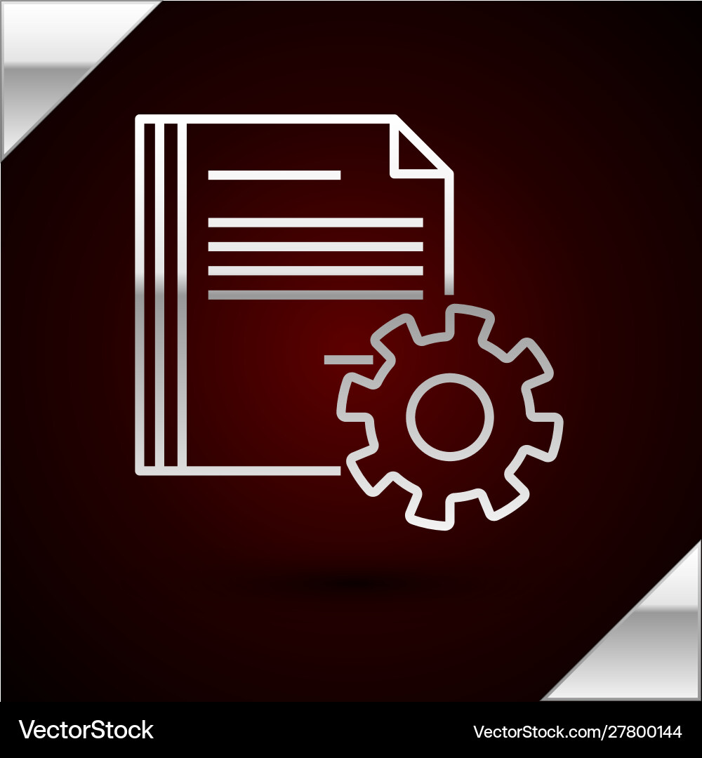 Silver line document settings with gears icon vector image