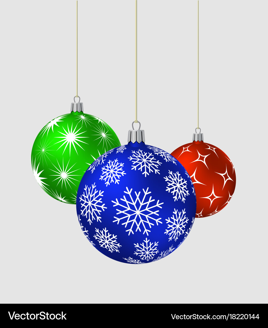 Three christmas balls with different patterns vector image