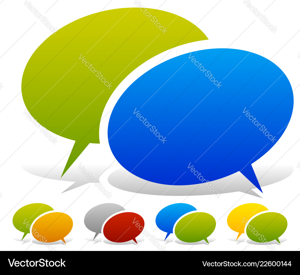 Two overlapping speech talk bubbles in more color Two overlapping speech talk bubbles in more color vector image