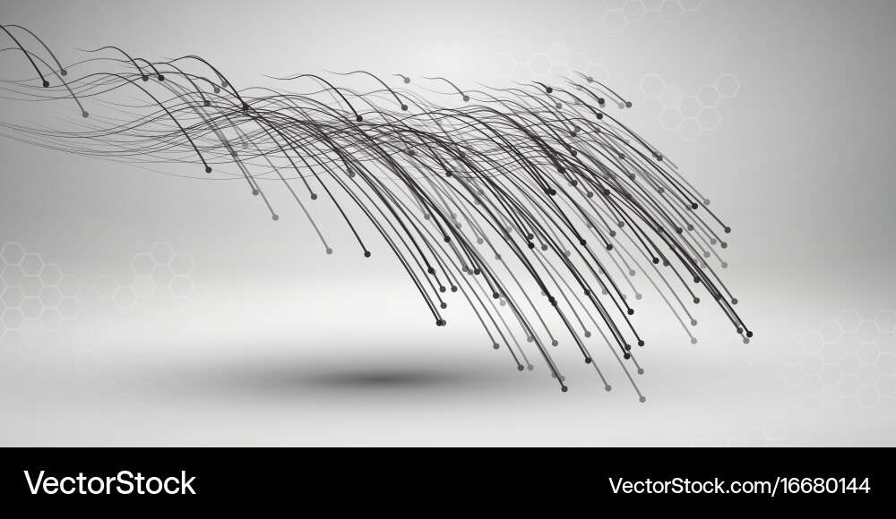 Wave swirl with connected line and dots wired vector image