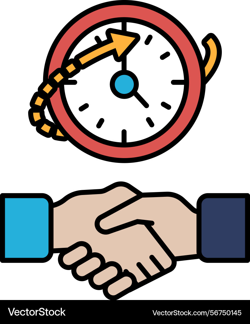 A clock with red circle and an arrow pointing vector image
