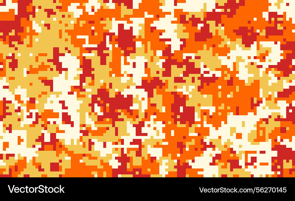 Abstract pixelated camouflage pattern in fiery Vector Image