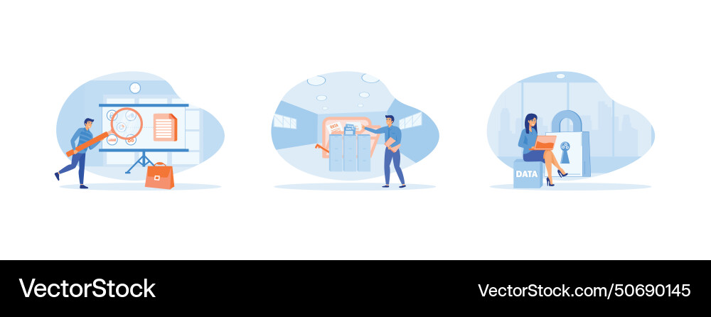 Businessman analyzing big data on graph using vector image