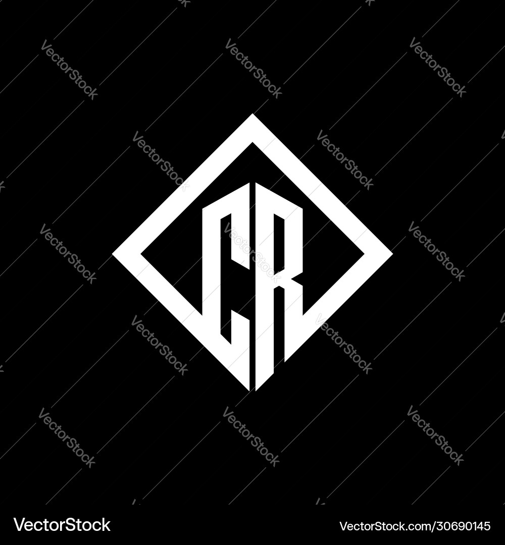 Cr logo monogram with square rotate style design vector image