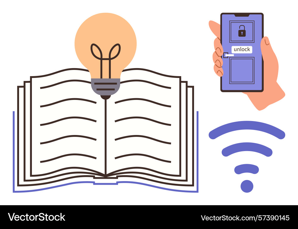 Digital learning concept with open book Digital learning concept with open book vector image