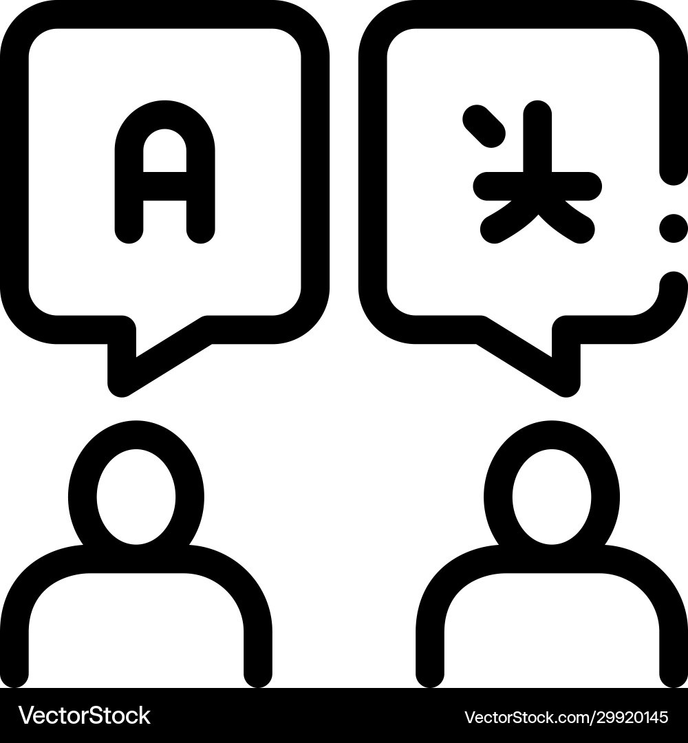 Discuss different languages icon thin line Discuss different languages icon thin line Vector Image