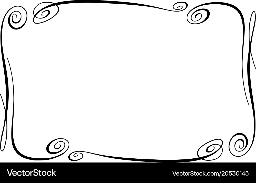 Flourish frame rectangle with squiggles vector image