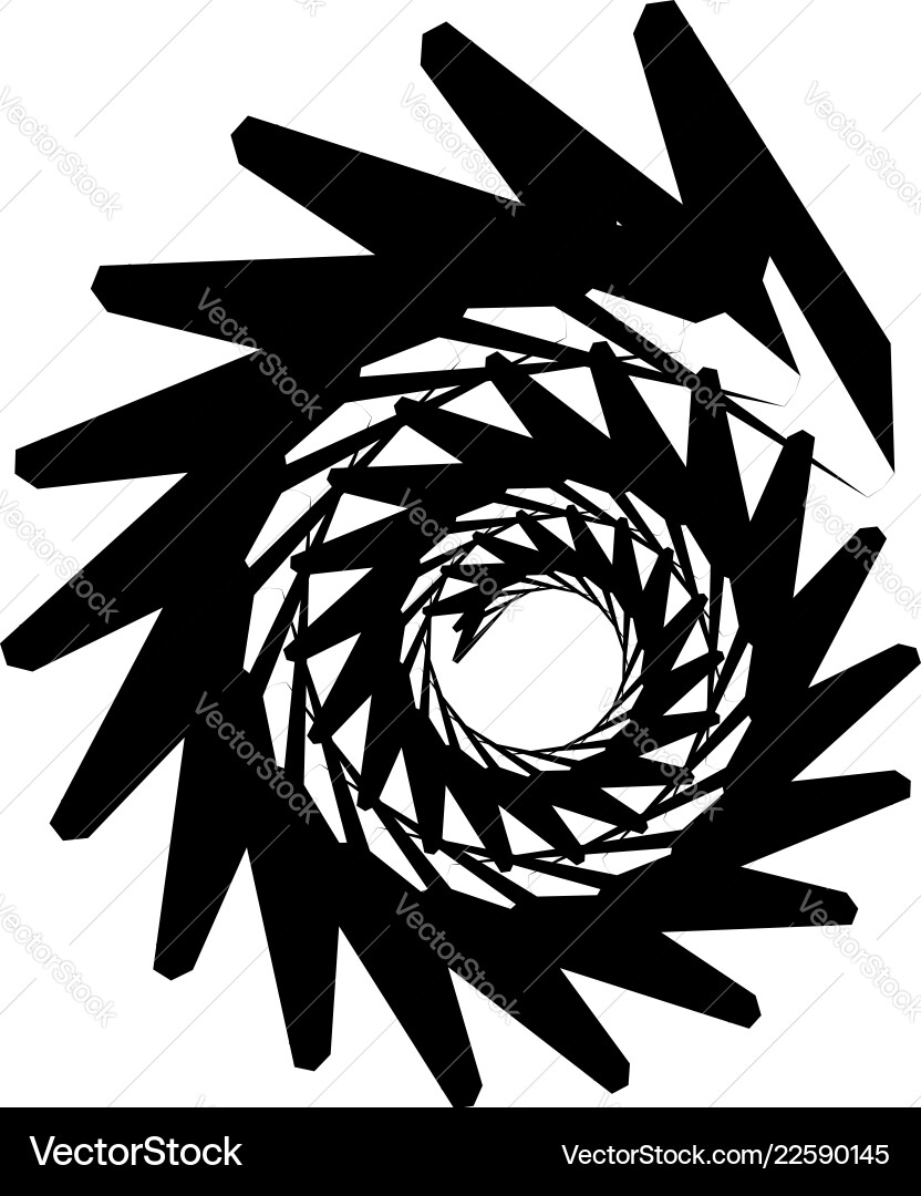 Geometric circular spiral abstract angular edgy Geometric circular spiral abstract angular edgy Vector Image