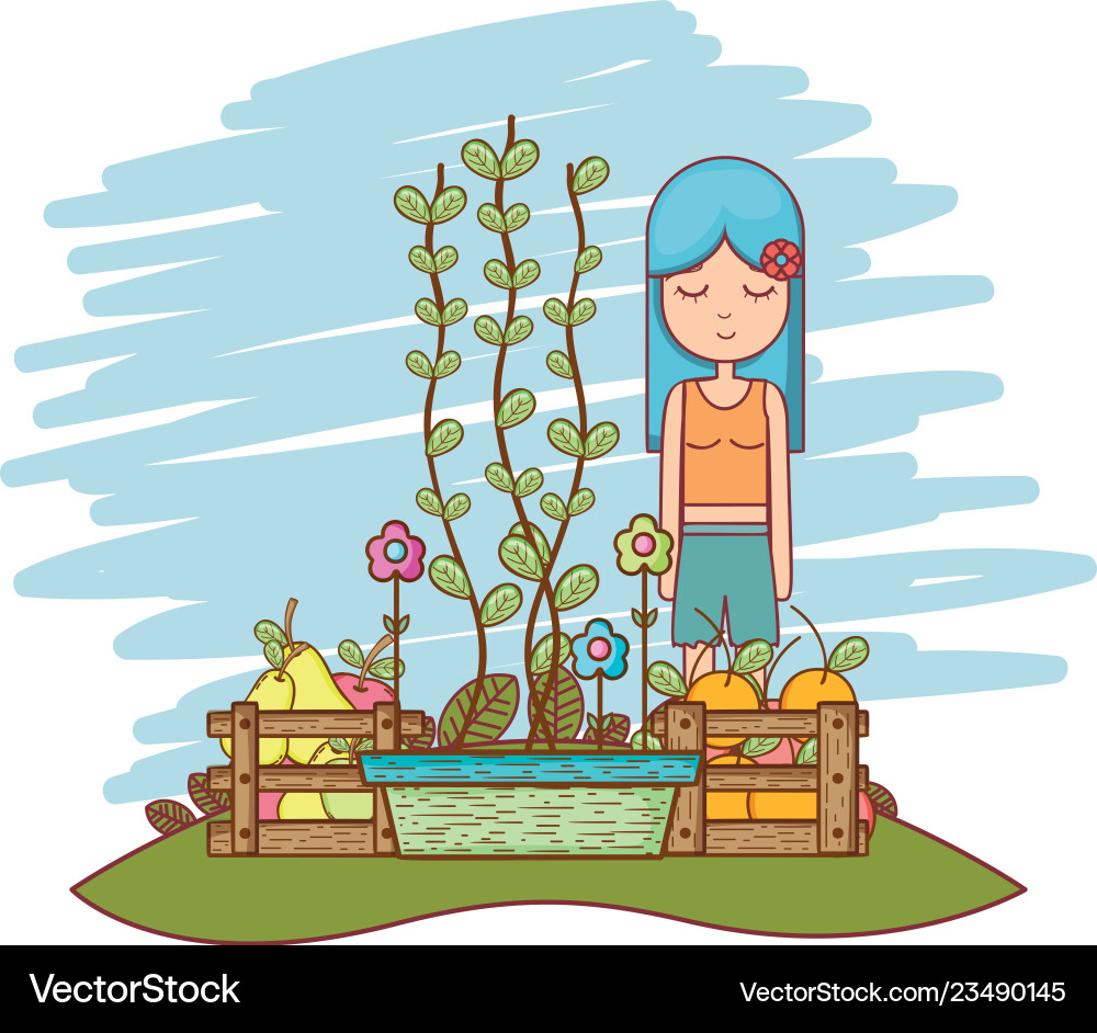 Hippie Mädchen Karikatur Hippie Mädchen Karikatur vektorbild