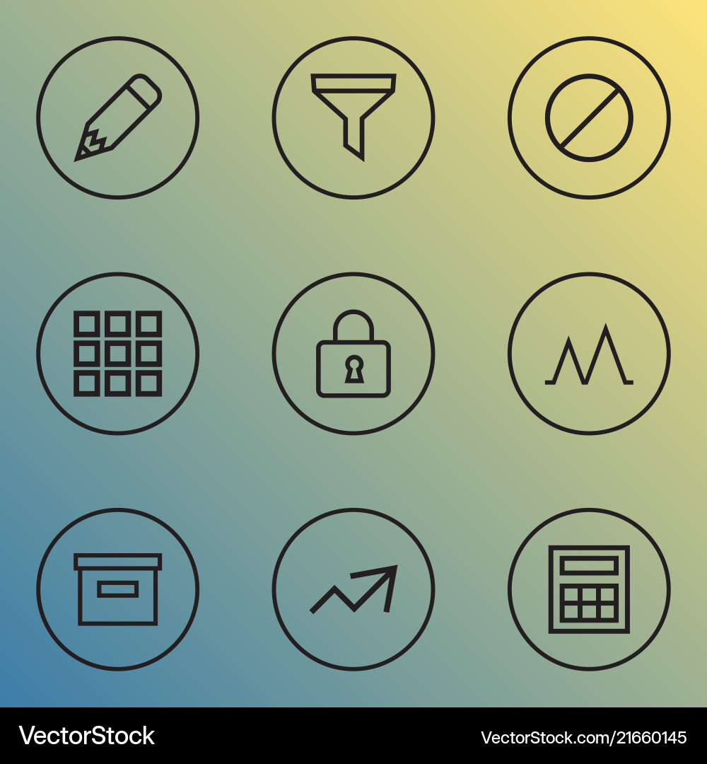 Interface icons line style set with increase Interface icons line style set with increase Vector Image