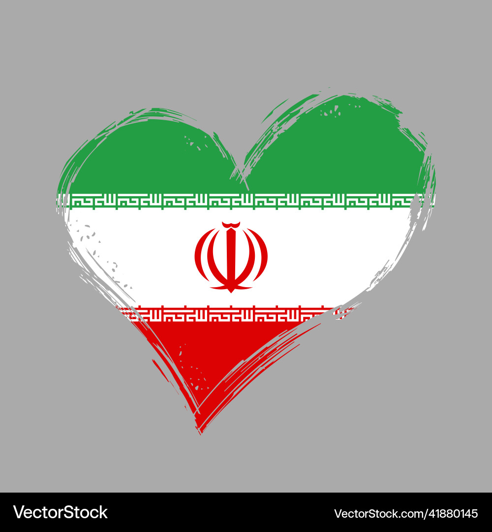 Iranian flag heart-shaped grunge background vector image