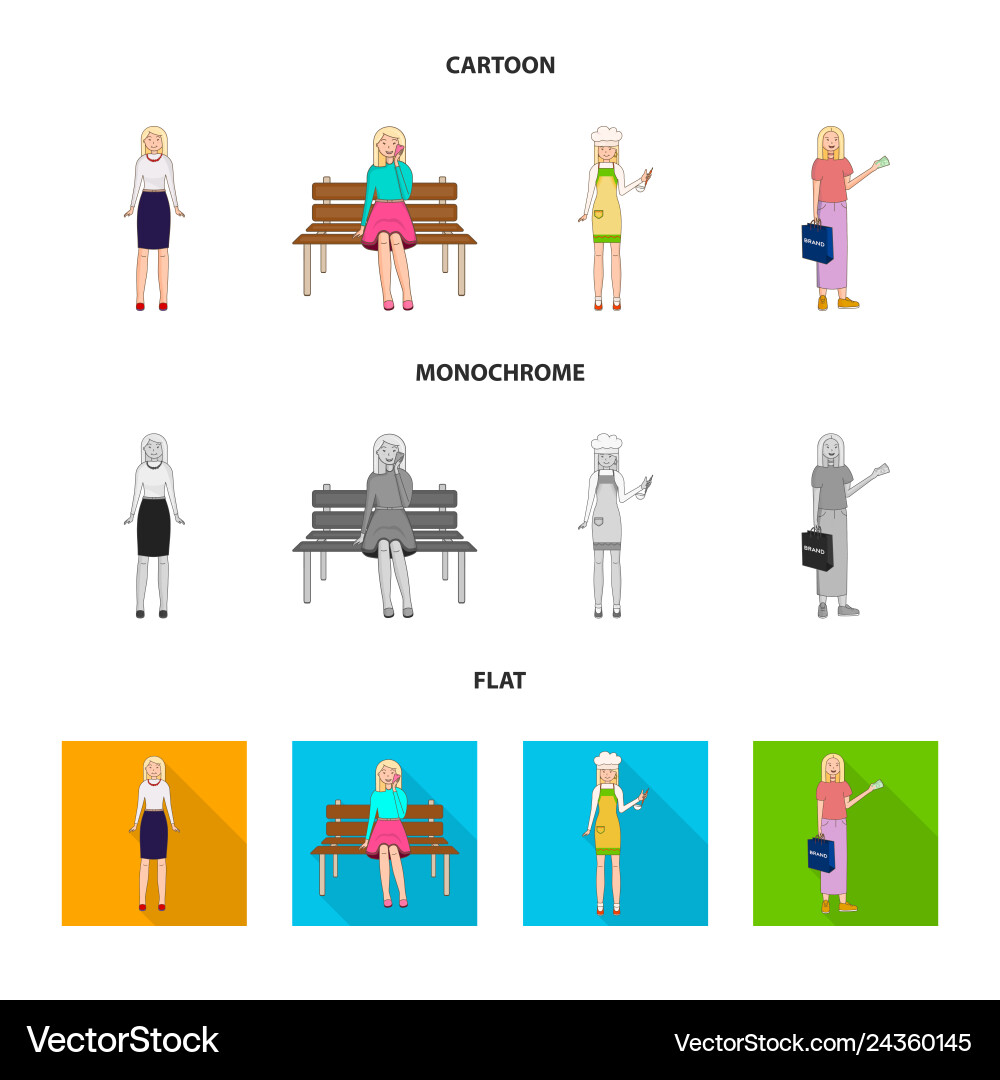 Isolated object of posture and mood icon set Vector Image