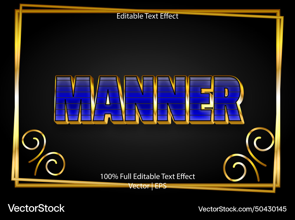 Manner editable text effect 3 dimension emboss Vector Image