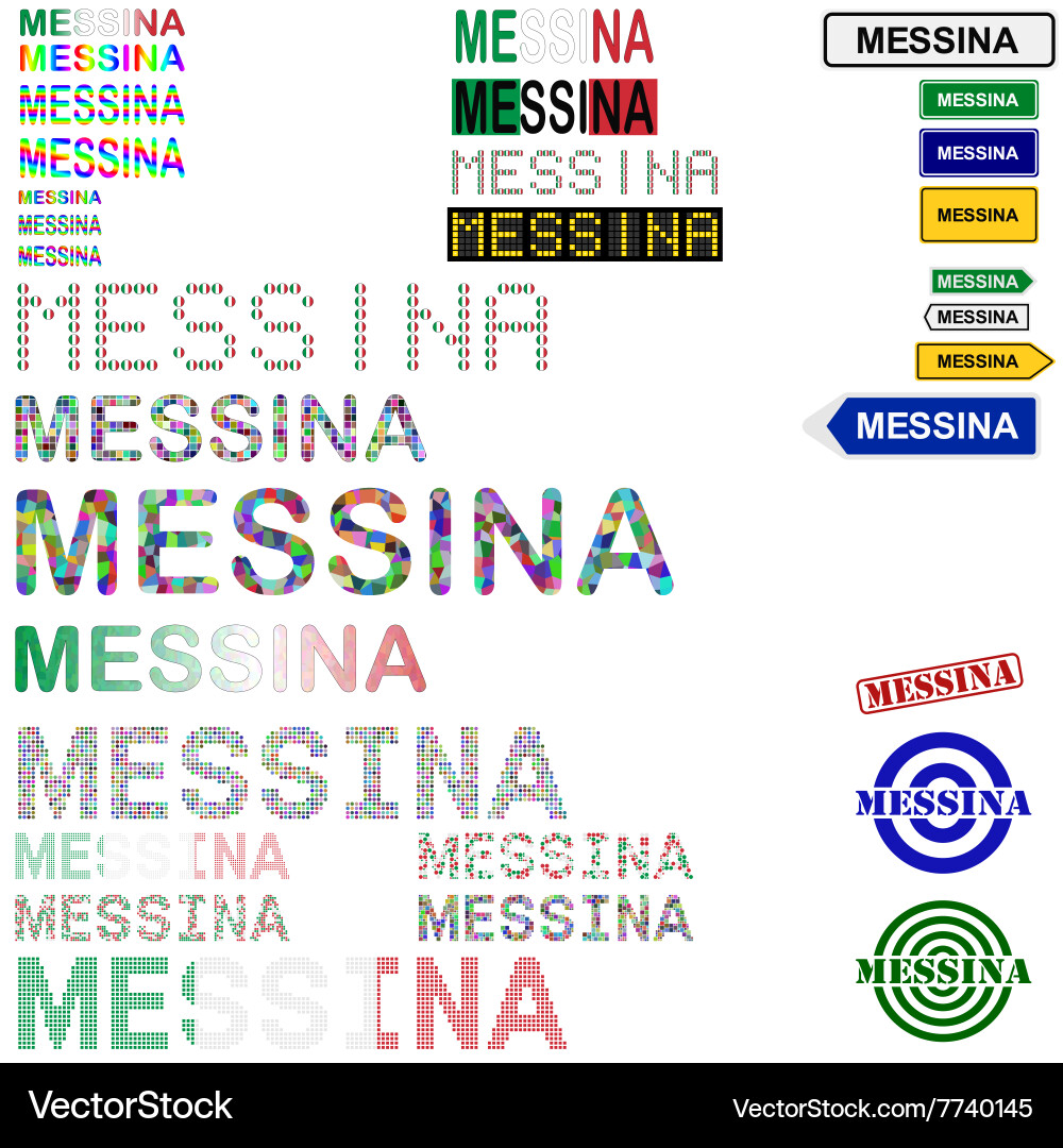 Messina text design set Vector Image