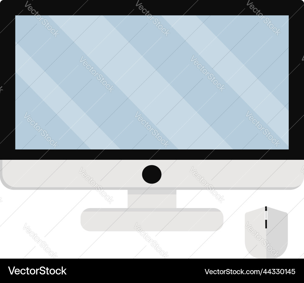 Monitor with mouse on a white background Vector Image
