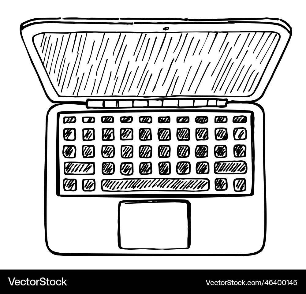 Notebook sketch style macbook view Notebook sketch style macbook view vector image