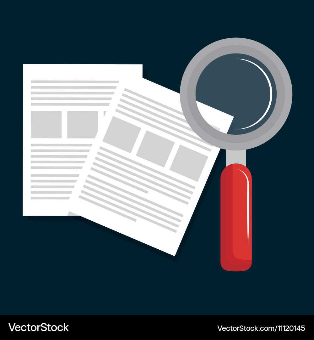 Paper document search magnifying Vector Image