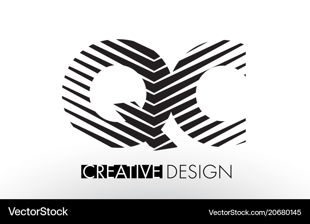 Qc q c lines letter design with creative elegant Vector Image
