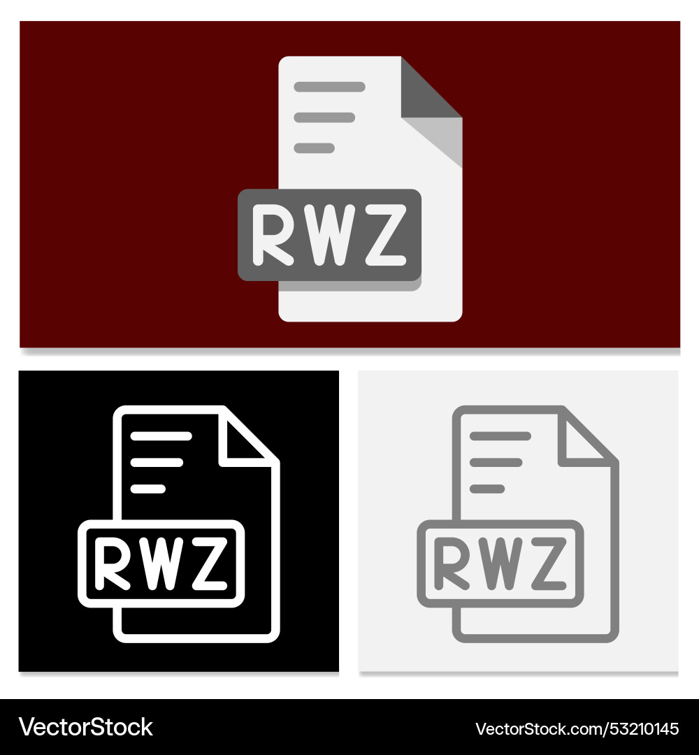 Rwz document file format flat type icon Rwz document file format flat type icon Vector Image