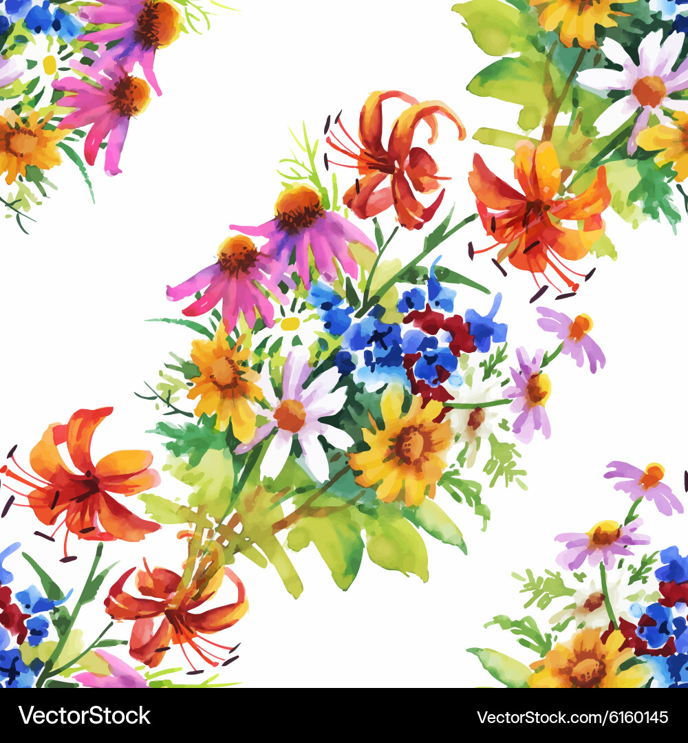 Seamless pattern with beautiful flowers Vector Image