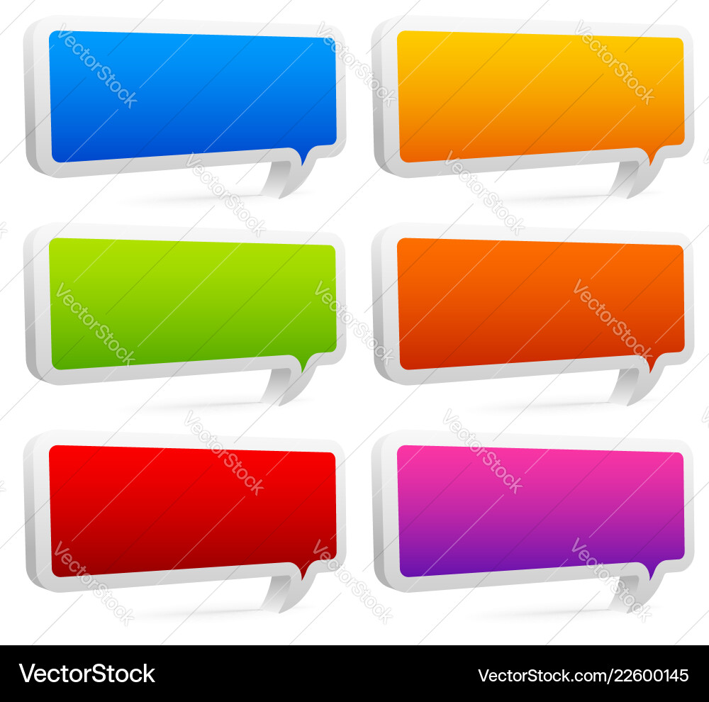 Set colorful rectangular speech bubbles Set colorful rectangular speech bubbles vector image