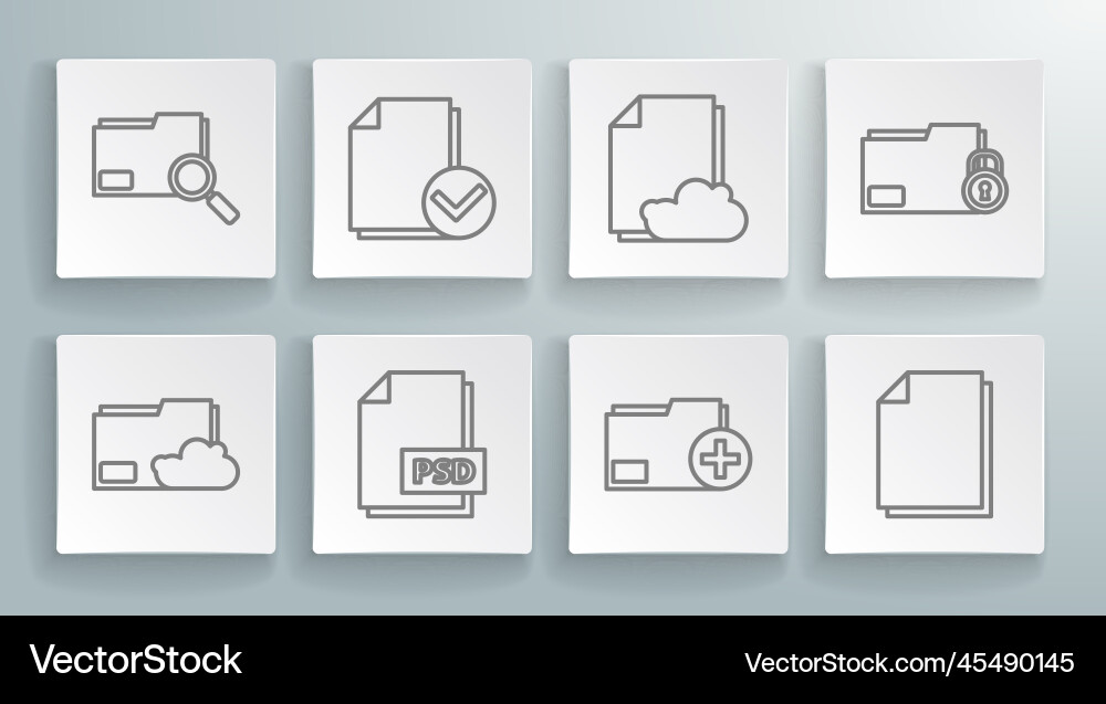 Set line cloud storage text document folder Set line cloud storage text document folder vector image